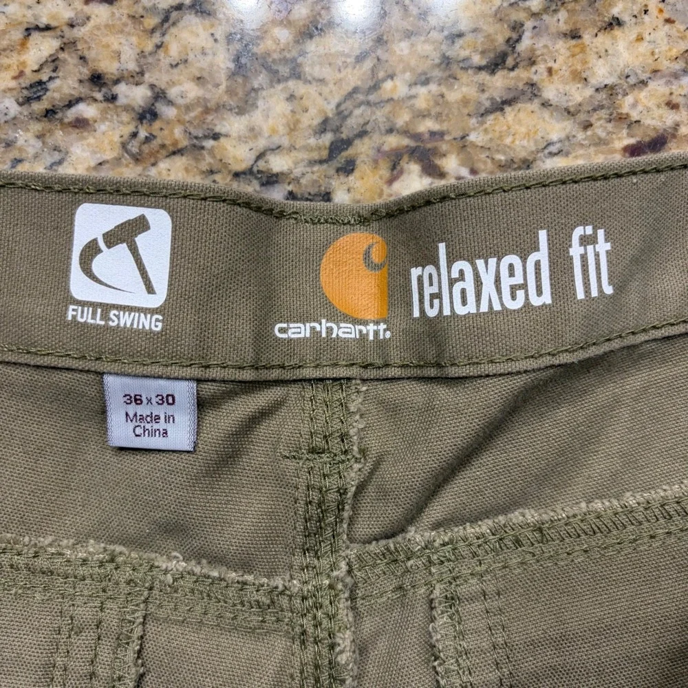 Carhartt Full Swing Relaxed Fit Canvas Work Pants Mens 36x30 Olive Green 102821